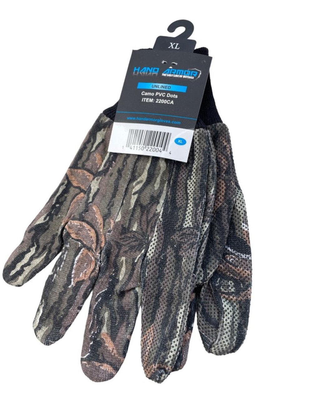 Hand Armor Gloves XL Unlined Camo PVC Dots Unlined Outdoor Hunting Workwear NEW